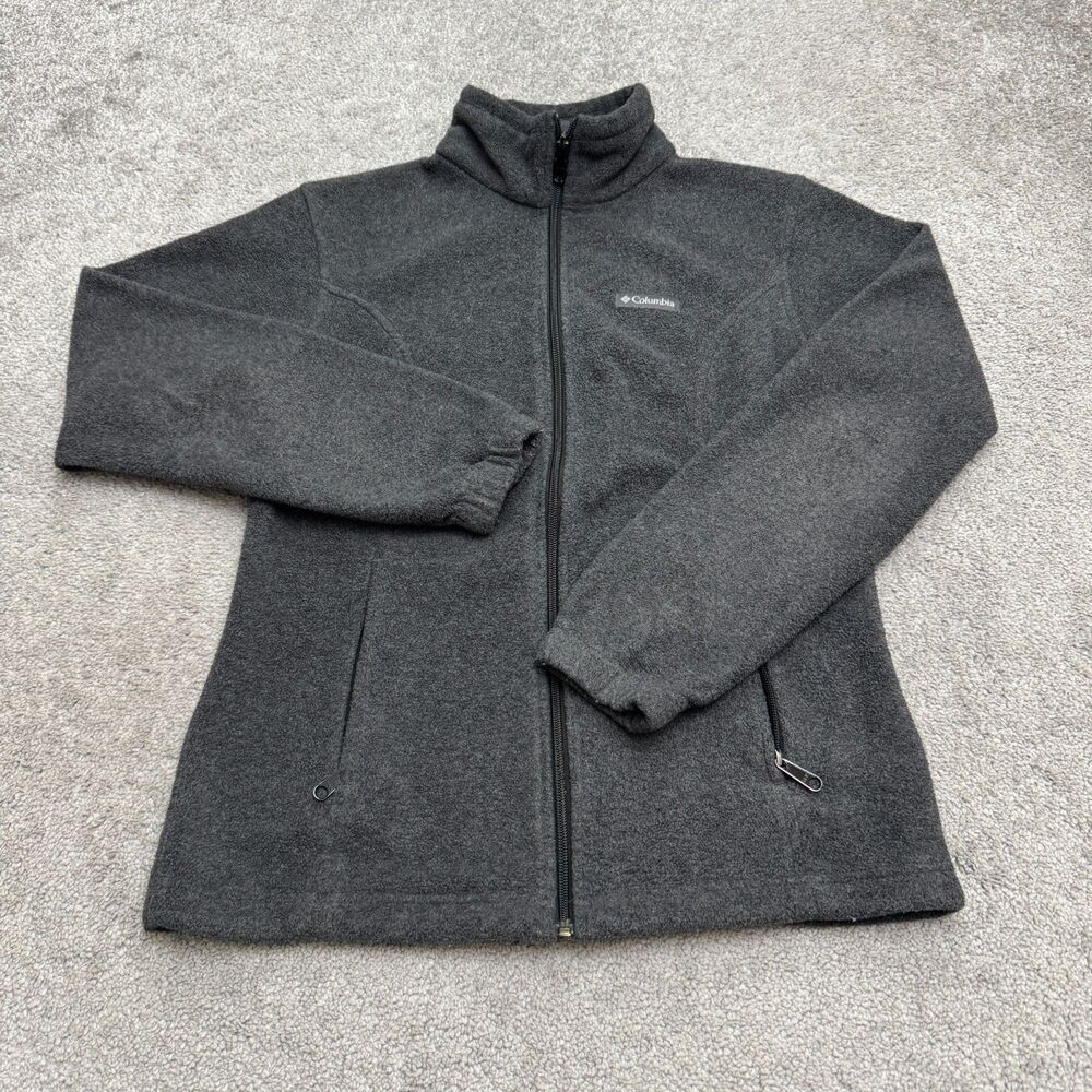 Columbia Benton Springs Fleece Jacket Womens Small Gray Full Zip Pocket Outdoor